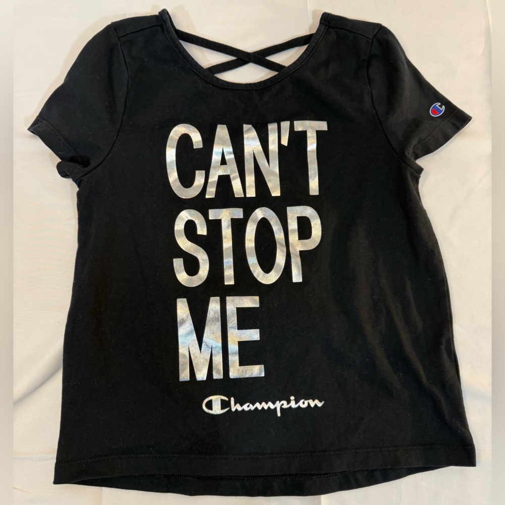 Champion Black Tee with Silver Graphic